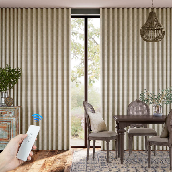 100% Blackout Wave Curtains Thermal Insulated Flame Retardant Modern Style Pleated Window Coverings for Home Light-Blocking