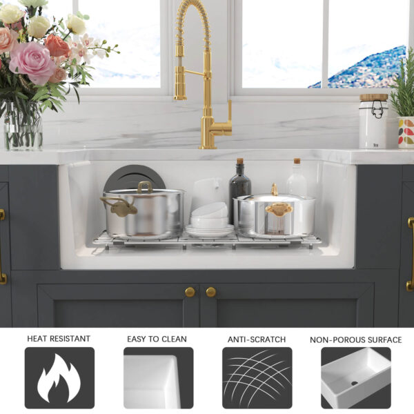 Wholesale Good Quality Kitchen Sink White Porcelain Apron Front Single Bowl Handmade Farmhouse Kitchen Sink