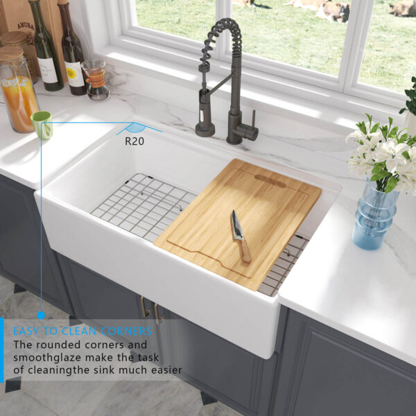 Wholesale Good Quality Kitchen Sink White Porcelain Apron Front Single Bowl Handmade Farmhouse Kitchen Sink