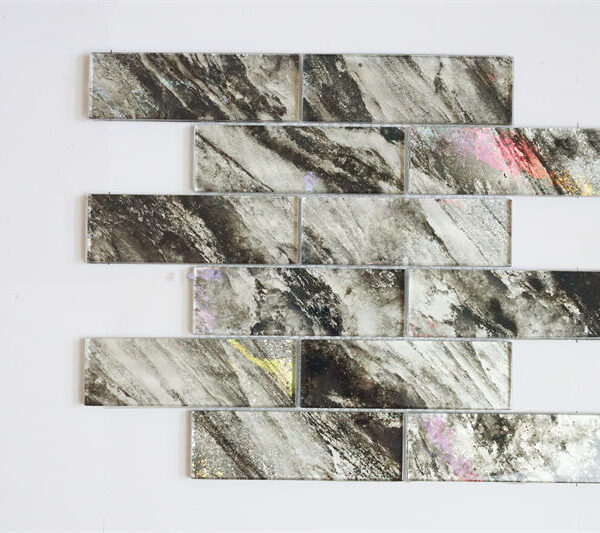 Factory Wholesale Marble Strip Glass Tile Mosaic for Bathroom Wall Decoration Customized patterns