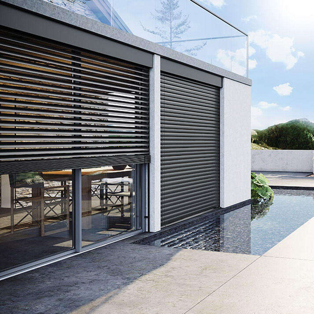 50mm Aluminum Electric Venetian Blinds Outdoor Waterproof Sunproof, Heavy Duty Metal Horizontal Windows Skylights Built-in Motor