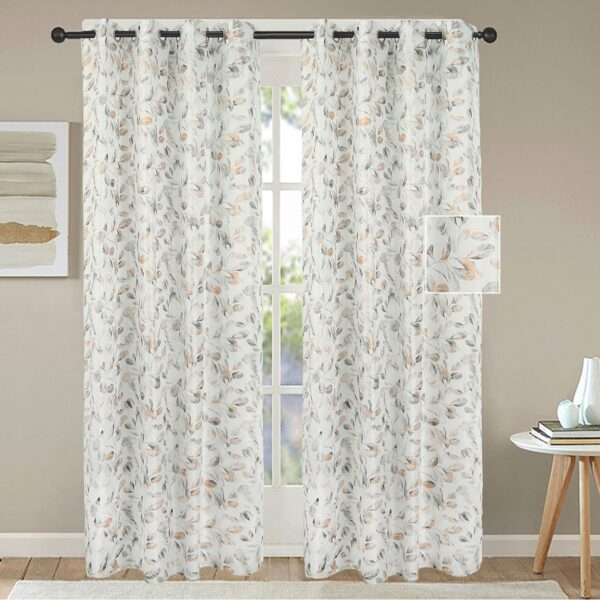 Bulk Items Wholesale Hot Stamping Film Polyester Plant Print Linen Sheer Curtain Fabric Home Room Curtains