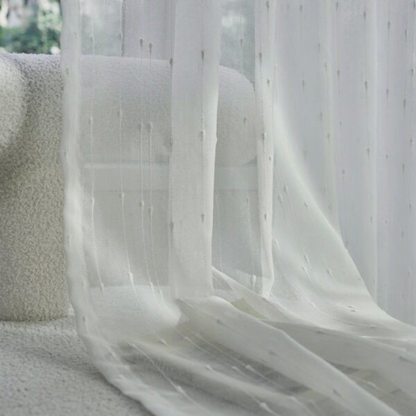 Light Filtering Grommet Rod Pocket Raindrop Voile Jacquard  Faux Linen Sheer Curtains for the Living Room House Home