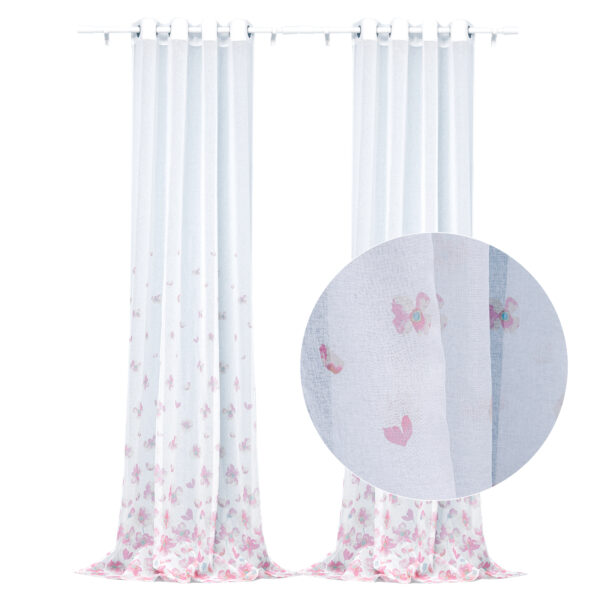 Living Room Voile Drape 75gsm Silk Print Semi-Light Grommet Curtains Woven Technique Sheer Window Fabric