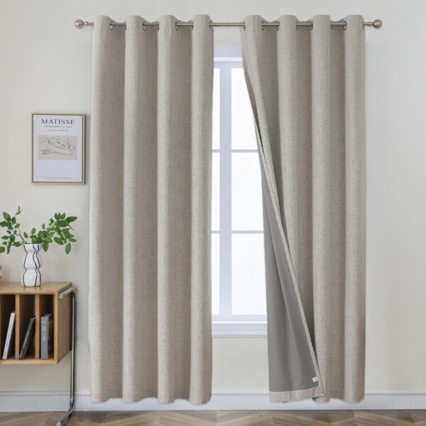 Luxury Custom Linen Textured Thermal Insulated Window Curtains for Modern Dinning & Living Room Woven Style for Home Use
