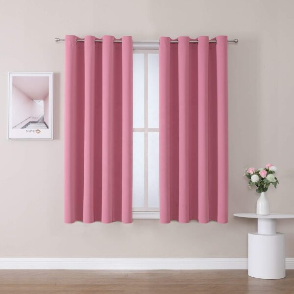 Luxury Pink Grommet Room Darkening Window Treatment Curtains for Bedroom and Living Room