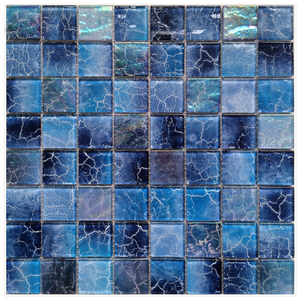 Classic Design Polished Metal Square Pattern Interior Swimming Pool Glass Mosaic Tile for Pool Use