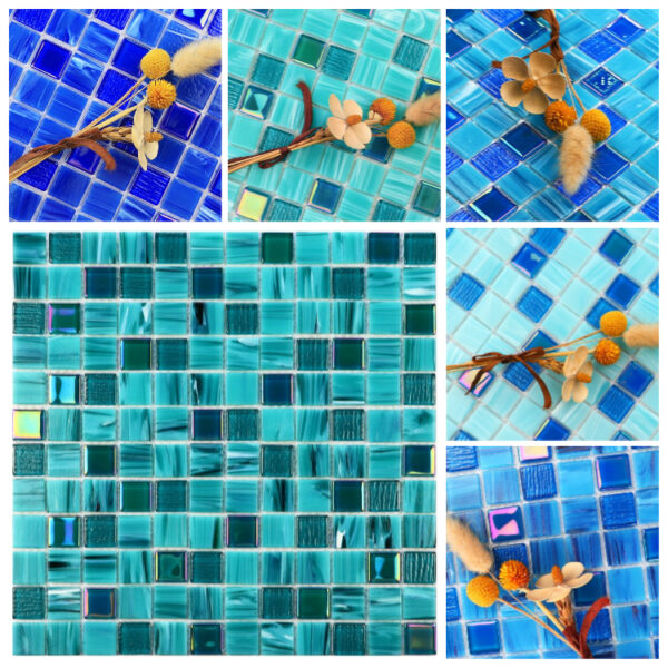 Crystal Glass Mosaic Tile Pool Mosaic Pool Wall Hand Painting Decorative Wall Mosaic Glass Tile