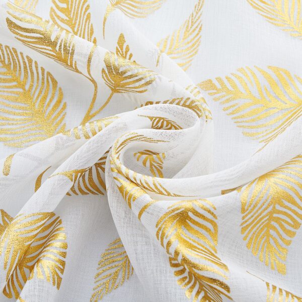 Custom Hot Stamping Silver Pressed Leaf and Star Pattern 75gsm Soft Voile Curtain Thin Linen Sheer Curtains