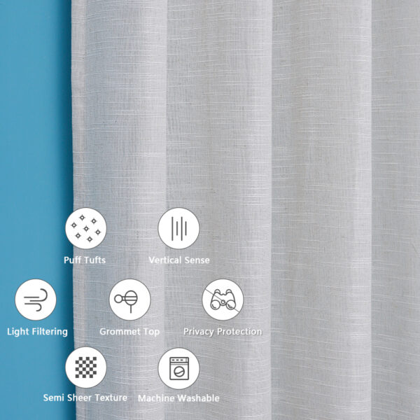 Factory Supply Bsci Certified Modern Style 100% Polyester Linen Look Curtains Beige Semi Sheer Window Door Curtains Grommets