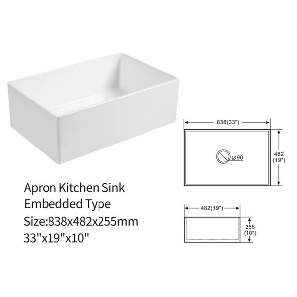 Wholesale Good Quality Kitchen Sink White Porcelain Apron Front Single Bowl Handmade Farmhouse Kitchen Sink