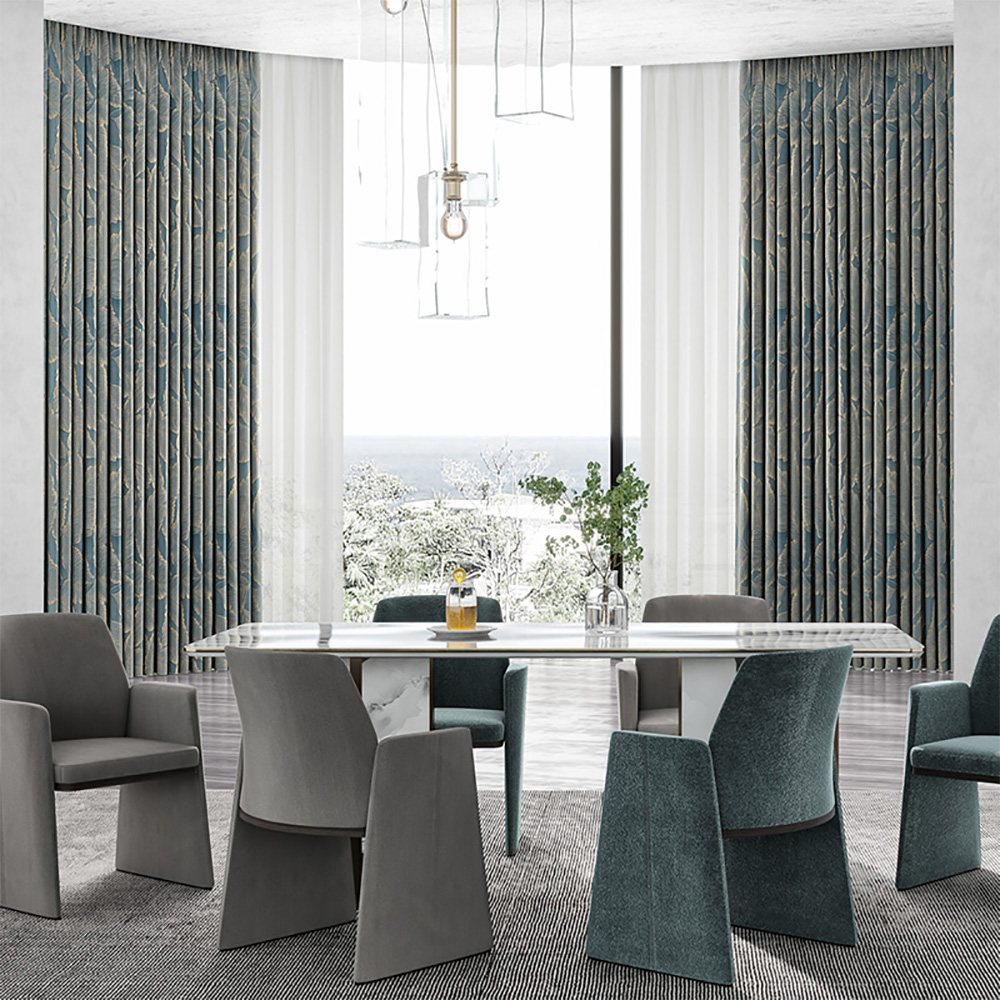 Flame Retardant and 100% Blackout Polyester Curtains Modern Design for Public Places OEM/ODM