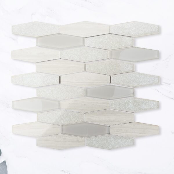 Hexagon Stone Glass Mosaic Tile for Kitchen Bathroom Wall Decoration Tiles Stone Mosaic