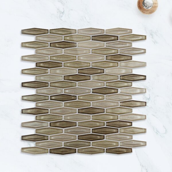 Hexagonal rhombus brown Glass Mosaic Tile Kitchen Bathroom Wall Decoration Tiles