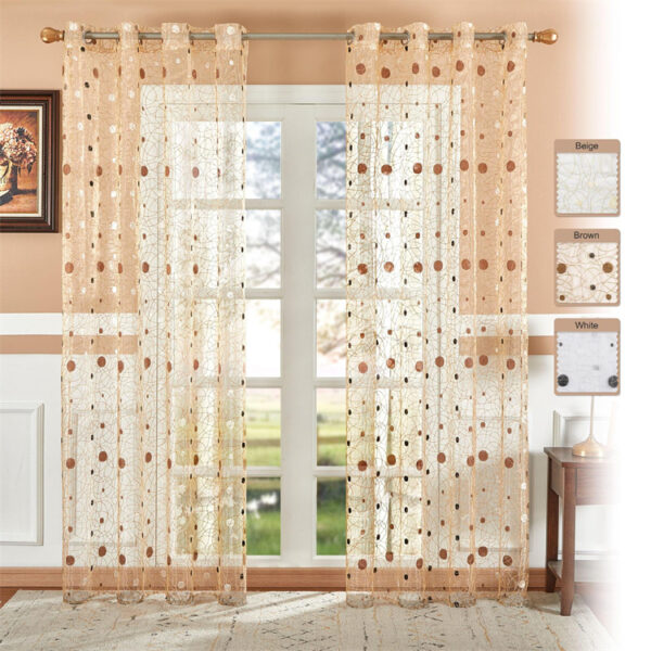 High End Modern Embroidery Living Room Bedroom Tulle Curtain Window Woven Sheer Grommet Curtains