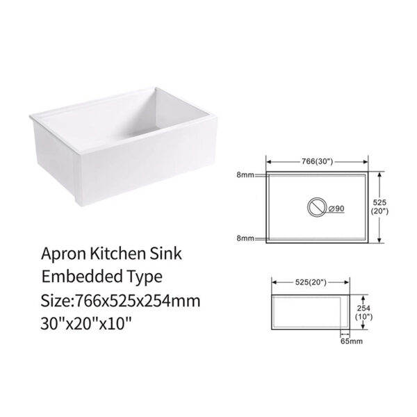 Wholesale Good Quality Kitchen Sink White Porcelain Apron Front Single Bowl Handmade Farmhouse Kitchen Sink