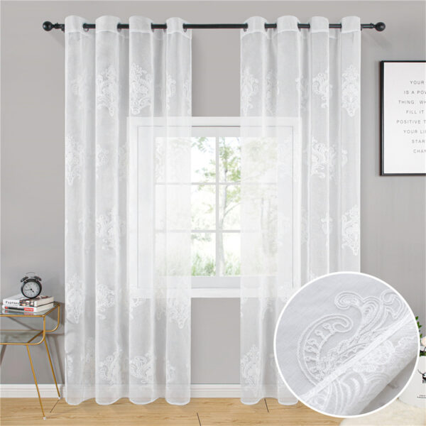 Luxury Embroidered Window Gauze European Tulle Dolly White Sheer Curtain for the Living Room