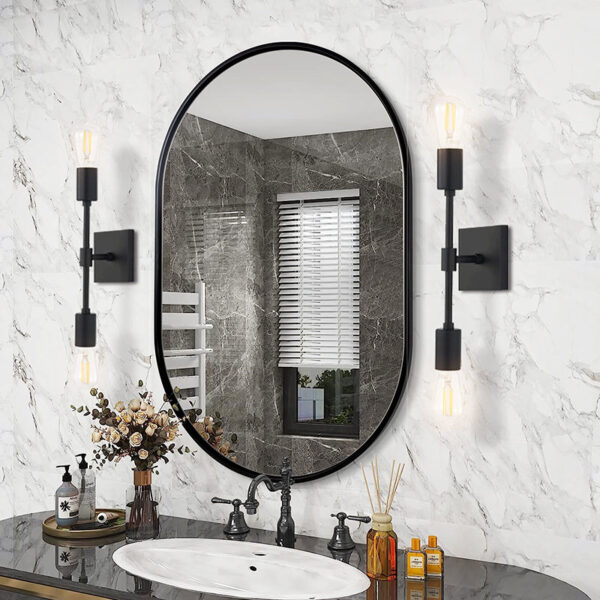 Aluminum Oval Black Home Decoration Framed Mirror