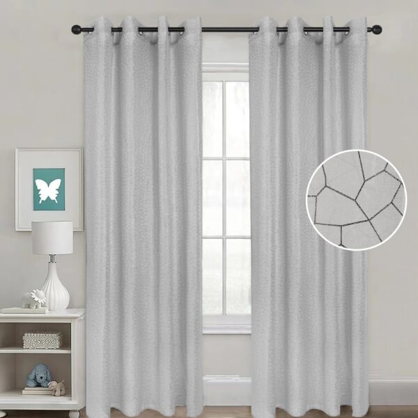 Modern Style All-Dolly Printed Sheer Curtain Wholesale Light Grey Curtains Hot Stamping Silver Foil Print Design Grommet