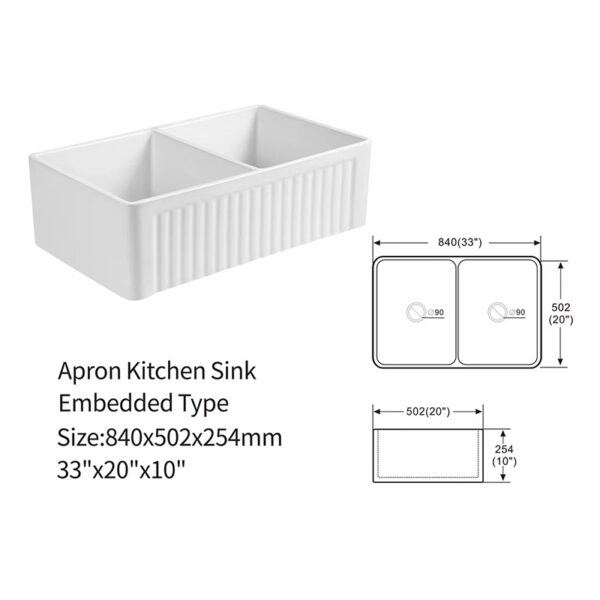 Wholesale Good Quality Kitchen Sink White Porcelain Apron Front Single Bowl Handmade Farmhouse Kitchen Sink