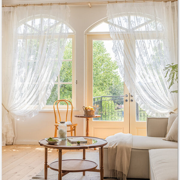 New Design Classy French Decorative Curtain Embossed Classic Flora White Sheer Curtain for Bedroom