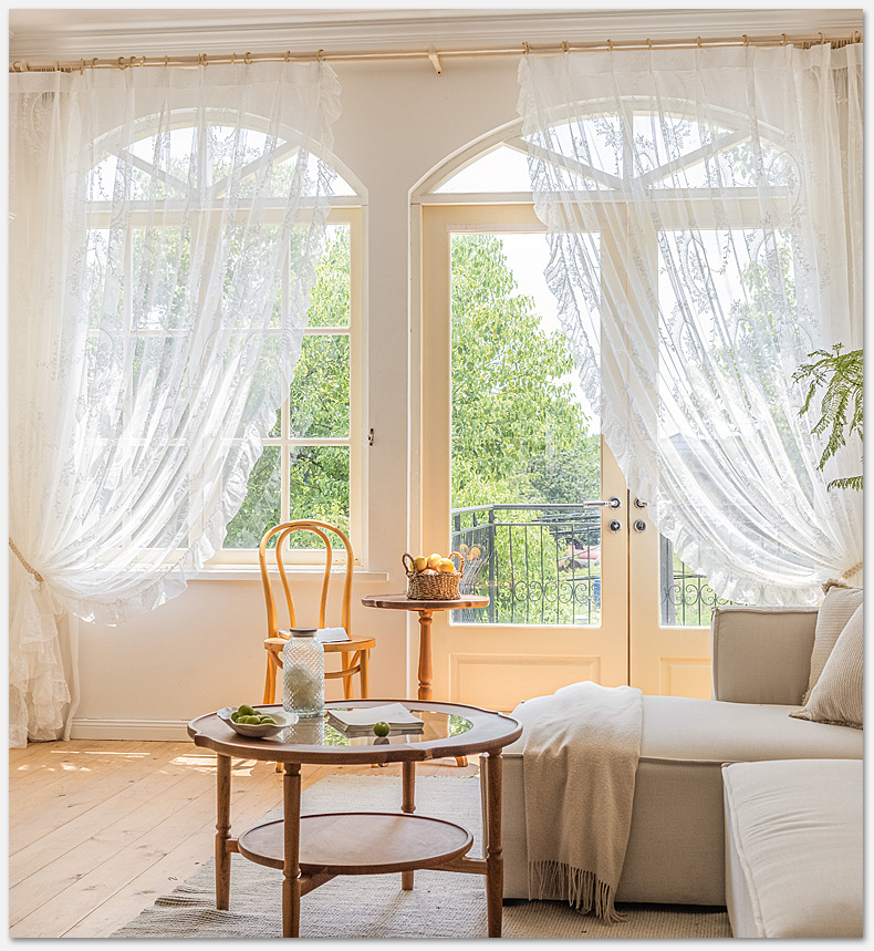 New Design Classy French Decorative Curtain Embossed Classic Flora White Sheer Curtain for Bedroom