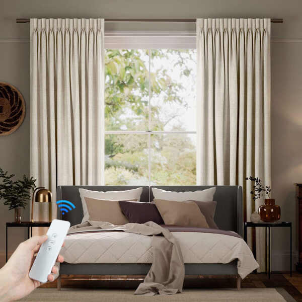 Noise Reduction Blackout Insulated Flame Retardant Modern Style French Window Treatment Drapes Pinch Pleat Curtains for Bedroom