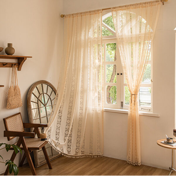 Original Design Luxury Classic European Curtain Vintage Embroidery Rhombus Buff Classy Sheer Curtain Supplier
