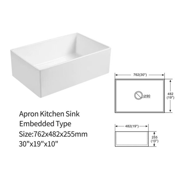 Wholesale Good Quality Kitchen Sink White Porcelain Apron Front Single Bowl Handmade Farmhouse Kitchen Sink
