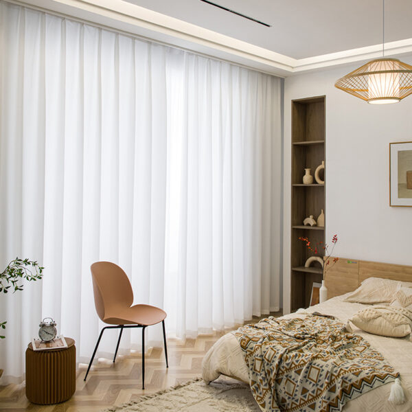 Readymade Space Phantom Transparent White Sheer Simple Modern Curtains for Living Room Study Bedroom