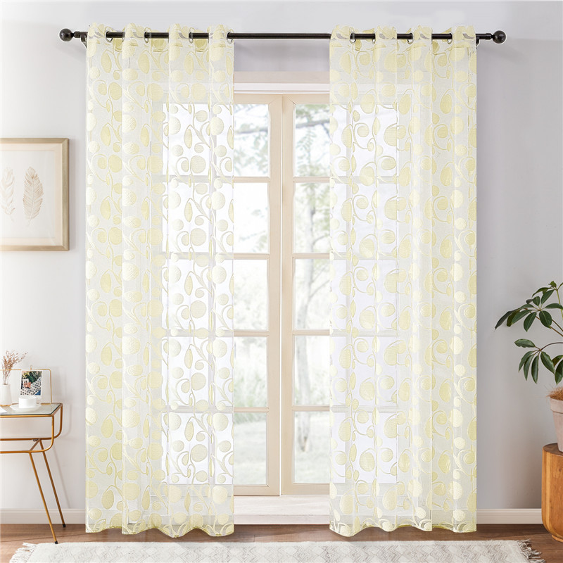 Readymade Window Decoration Voile Drapes Living Room Bedroom Sheer Printed Curtain