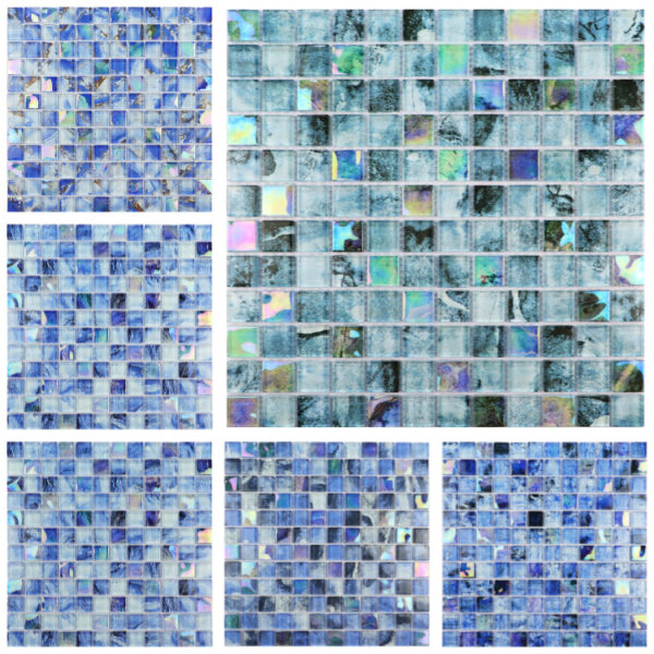 Square Hand Painting Inkjet Shiny Mix Color Glass Swimming Pool Mosaic Tile