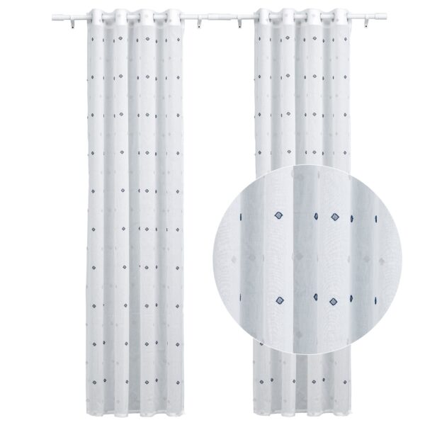 Square Pattern Carved Grommet Top Sheer Fabric Home Decoration Curtains New Design Woven with Rope Format