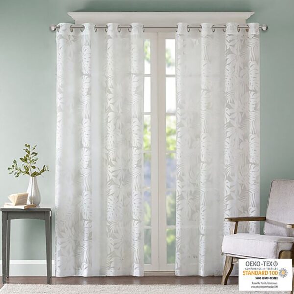 Stylish White Leaf Patterned Voile Curtains for Any Room