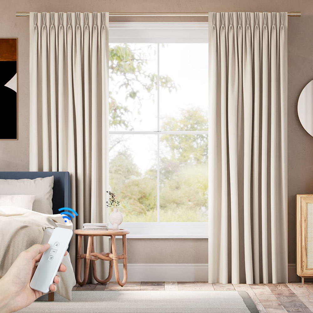 UV Protected 100% Blackout Flame Retardant Modern Pleated Window Curtains & Solid Valances for Bedroom Drapery Window Treatments