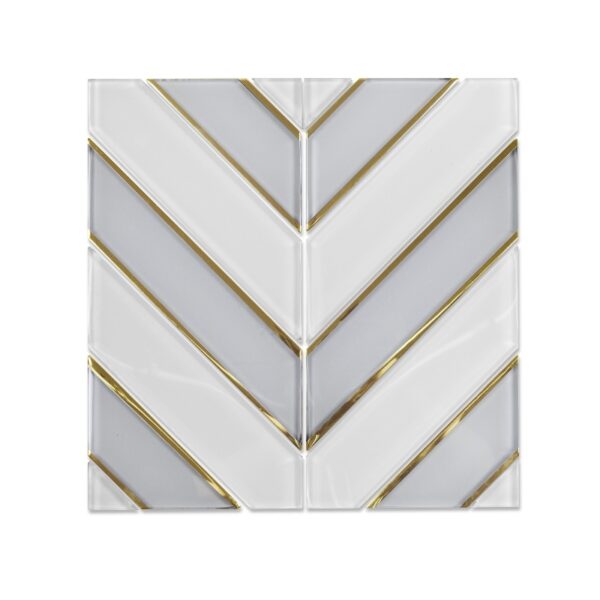 White gold edge parallelogram Glass Mosaic Tile Kitchen Bathroom Wall Decoration Tiles