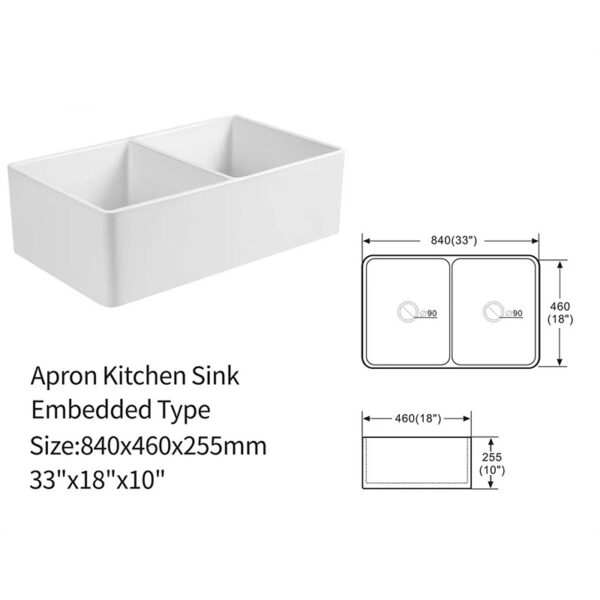 Wholesale Good Quality Kitchen Sink White Porcelain Apron Front Single Bowl Handmade Farmhouse Kitchen Sink
