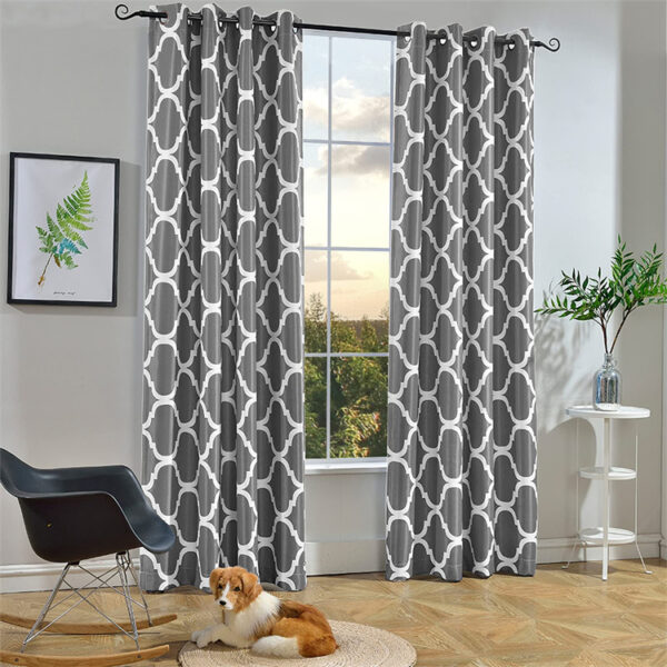 Wholesale Geometric Pattern Thermal Insulated Darkening Blackout Grommet Top Curtain for Bedroom