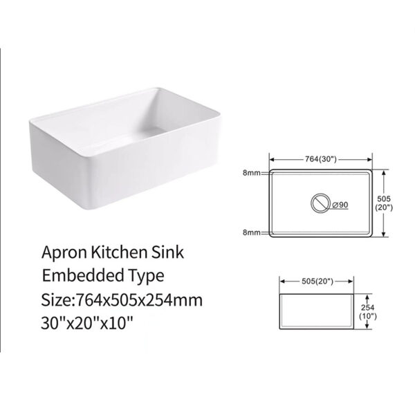 Wholesale Good Quality Kitchen Sink White Porcelain Apron Front Single Bowl Handmade Farmhouse Kitchen Sink