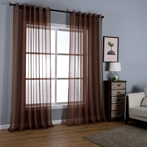 Wholesale Luxury Light Weight Pure Color Transparent Chocolate Sheer Tulle Curtains for Home Living Room