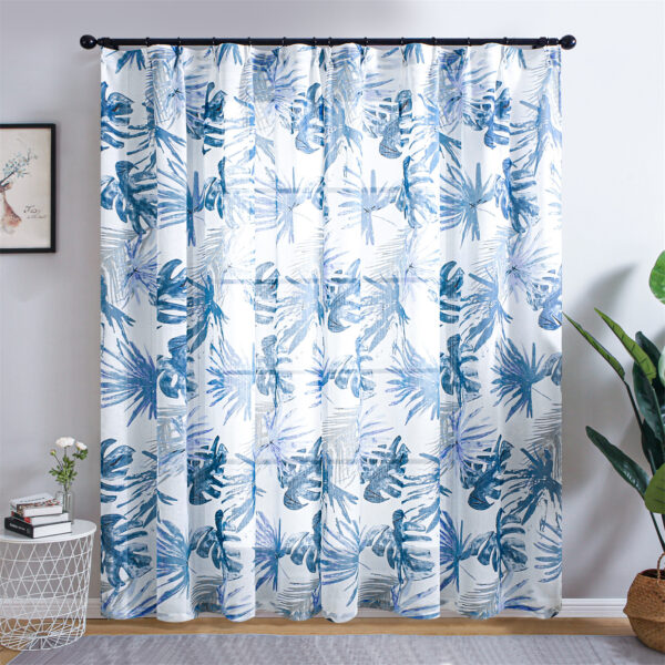 Wholesale Stock Fabric 75 GSM Digital Print Leaf Sheer Curtain for Room