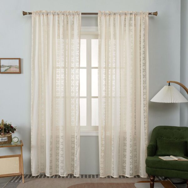 Wholesale Trending Crochet Plaid Stitching Partition Curtain Finished Curtains & Valances Product From Supplier