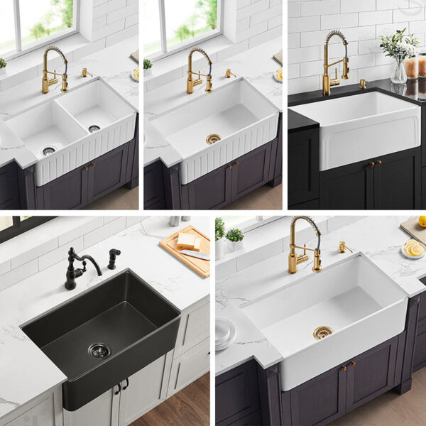 Wholesale Good Quality Kitchen Sink White Porcelain Apron Front Single Bowl Handmade Farmhouse Kitchen Sink